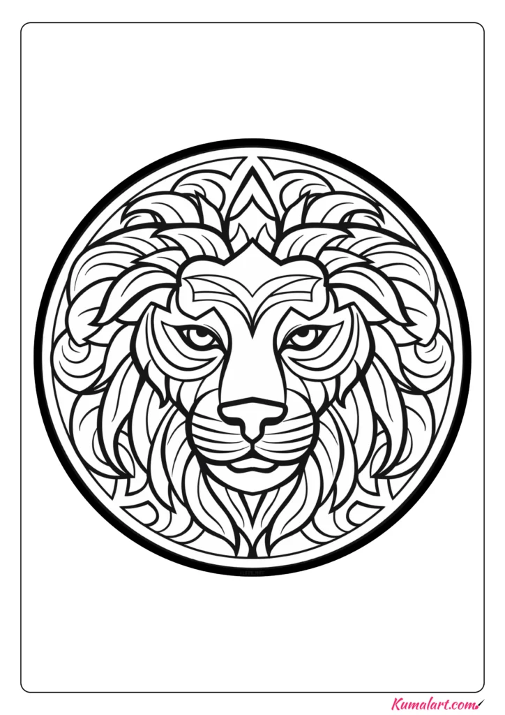 Anna The Lion Mandala Coloring Page (Printable A4 Page)