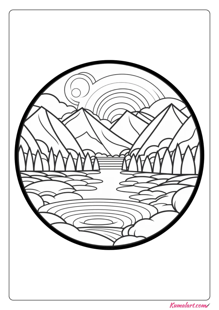 Endless River Coloring Page (Printable A4 Page)
