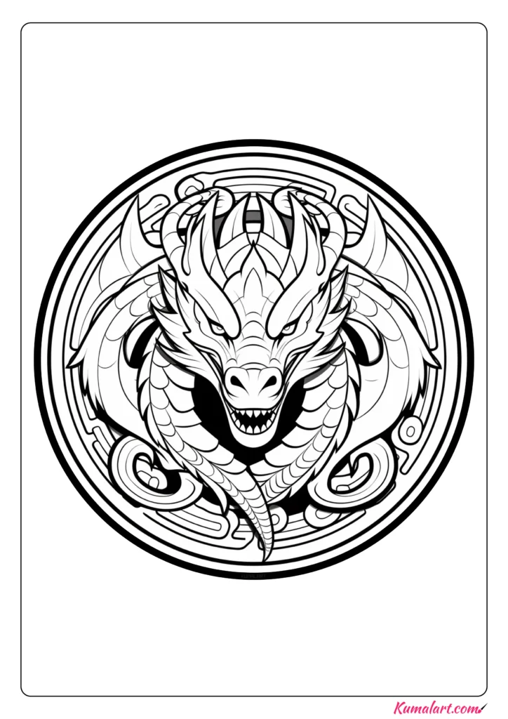 Martin The Dragon Coloring Page (Printable A4 Page)